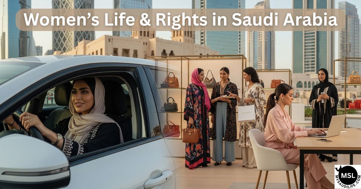 Expat women embracing new rights and freedoms in Saudi Arabia, including driving, working, and living with modesty in a welcoming environment.