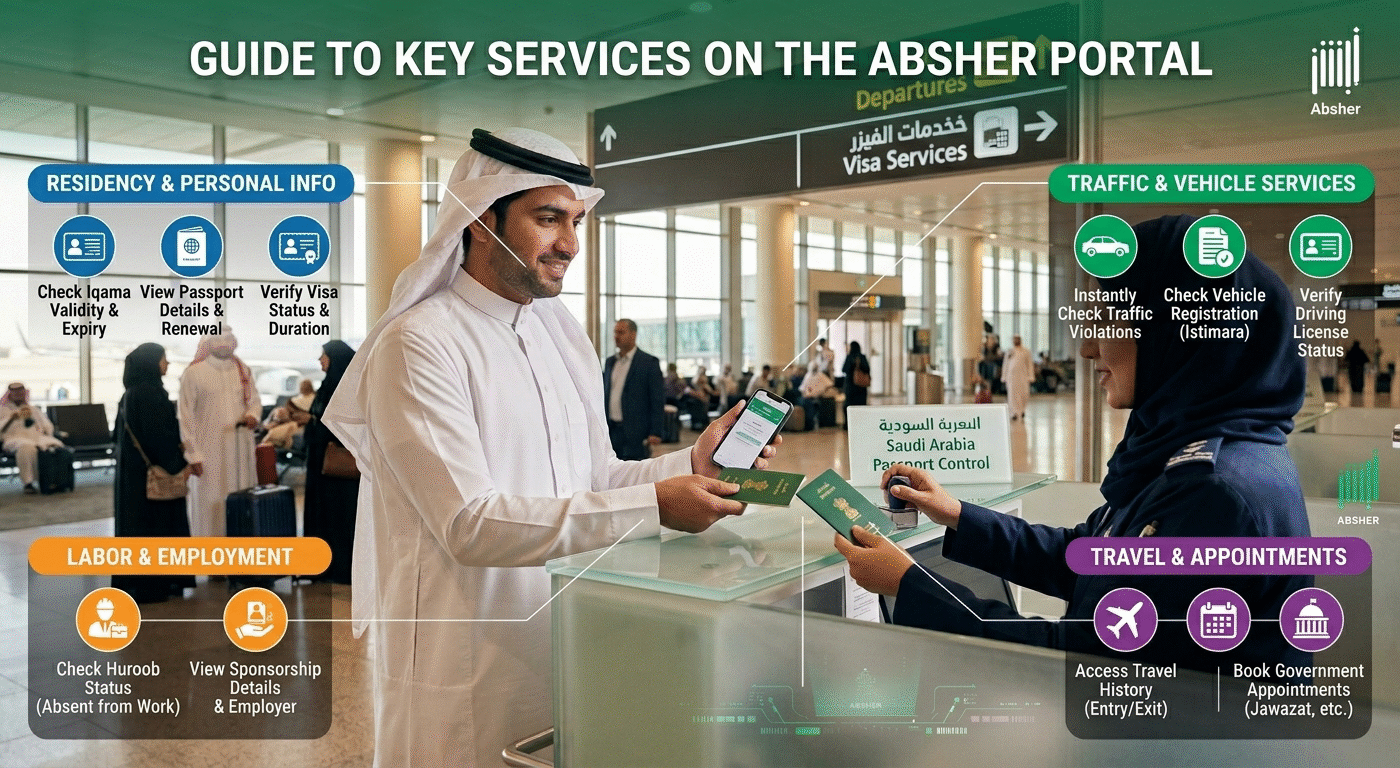 Check services on Absher Portal Saudi Arabia guide
