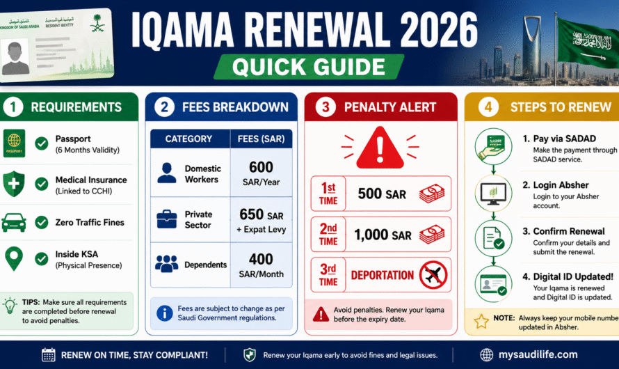 Saudi Arabia Iqama Renewal Process 2026: Fees, Requirements, and Step-by-Step Guide